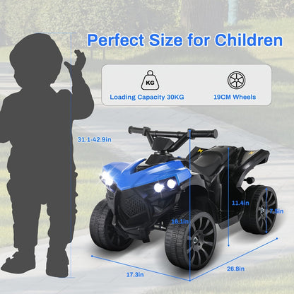 Kids Electric Ride-On ATV 4-Wheeler Quad with LED Headlights Foot Pedal Accelerator Anti-Slip Tires 55 lbs Capacity Outdoor Birthday Gift