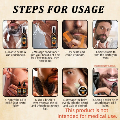 Beard Oil & Balm Grooming Kit for Men – 9-Piece Complete Beard Care Set with Conditioner Wash Brush Comb Clippers Travel Pouch