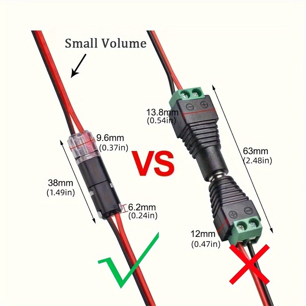 Two-Pin Quick-Connect LED Wire Terminal Set in 12- or 72-Piece Options for Low-Voltage Wiring