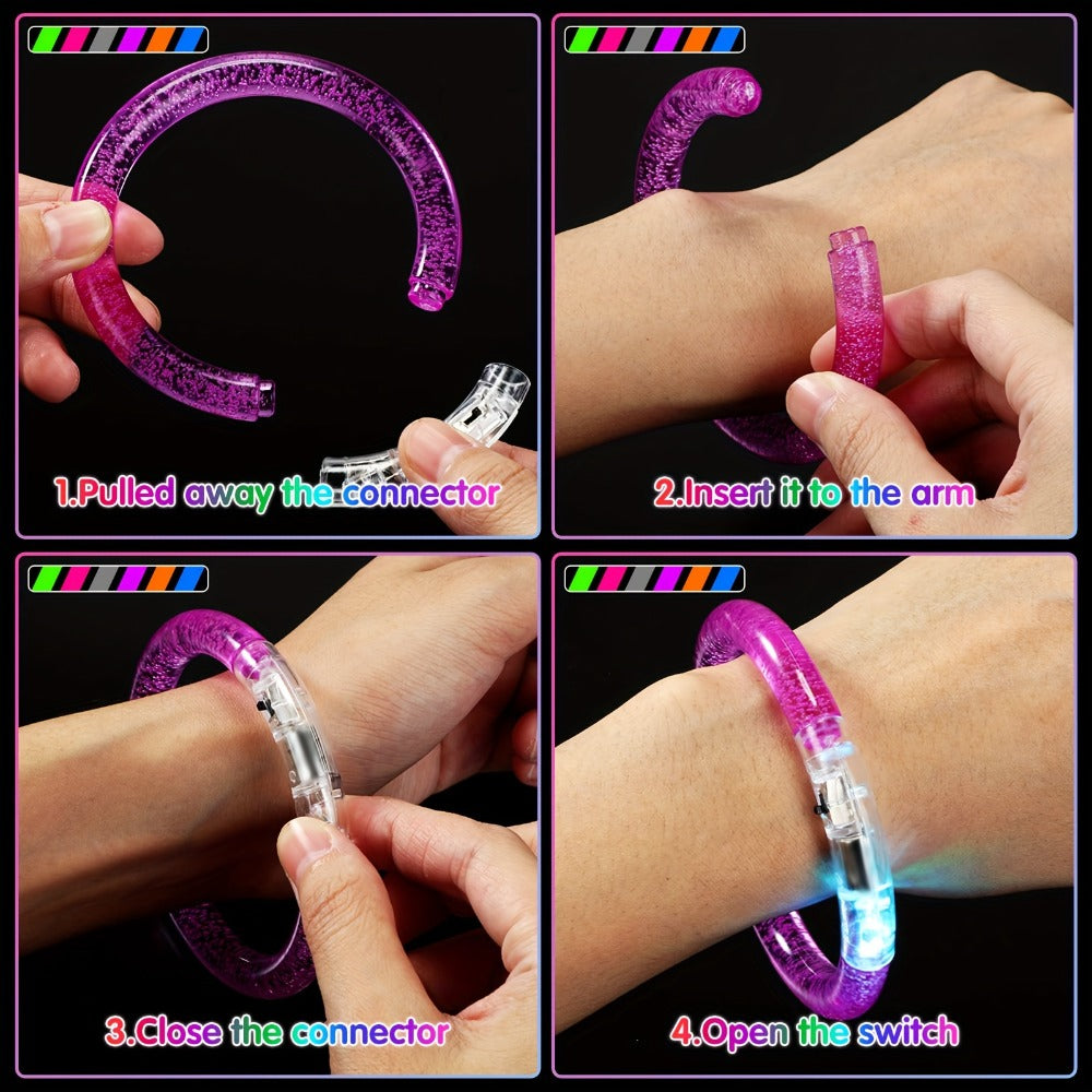 Glow Sticks Bracelets 100pcs 6 Colors LED Flashing Light Up Bracelet Set for Parties, Celebrations and Guest Favors