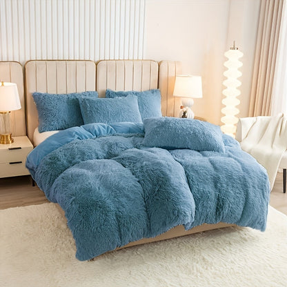 Plush Duvet Cover 100% Polyester Soft Warm Zipper Closure Cozy Bedroom Bedding Twin Full Queen King Solid Tie Dye 14 Colors for Bedroom