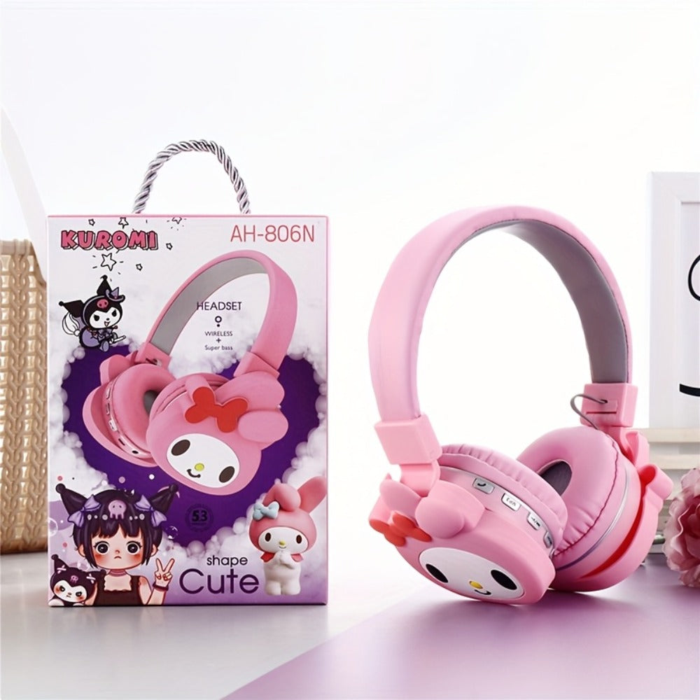 Sanrio Kuromi My Melody Cute Wireless Headset Foldable Portable Smart Call Anime for Bedside Audio, Alarms and Room Entertainment