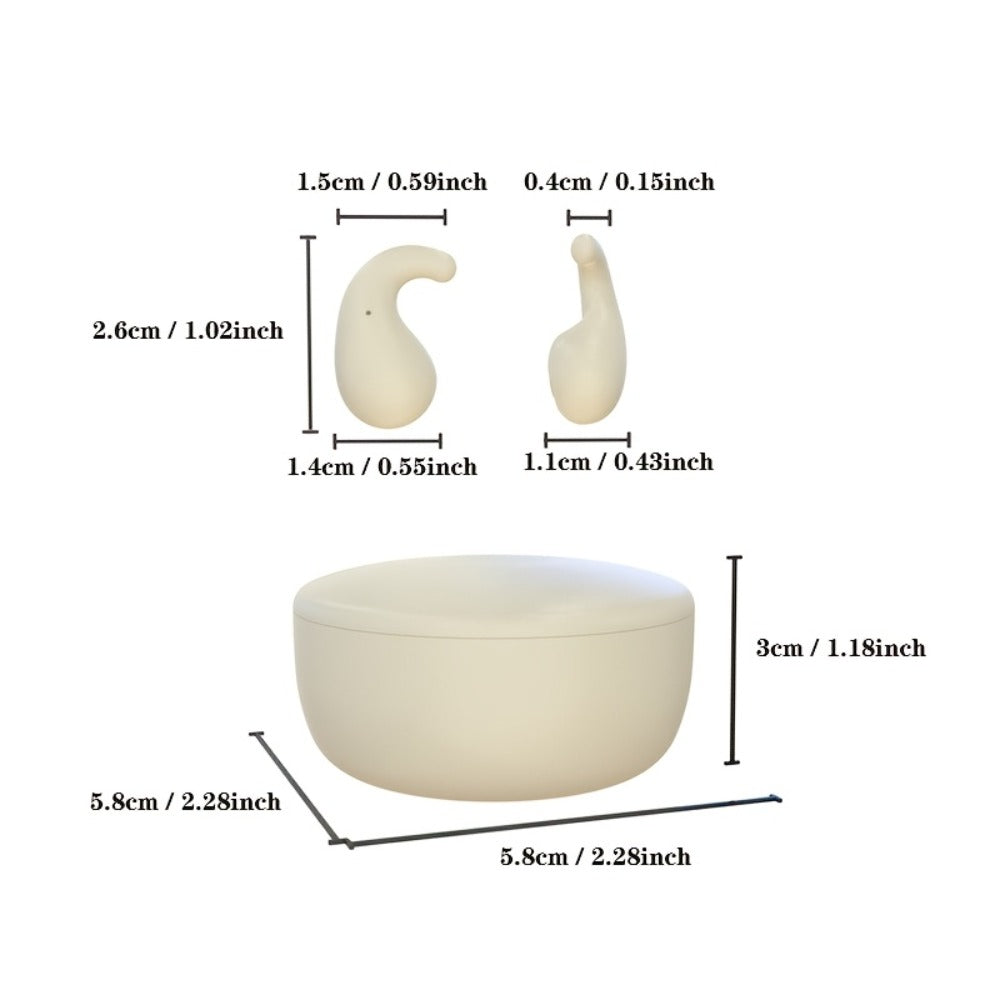 Heart-Shaped Bluetooth 5.4 Sleep Earbuds with Digital Charging Case in Black, White or Khaki