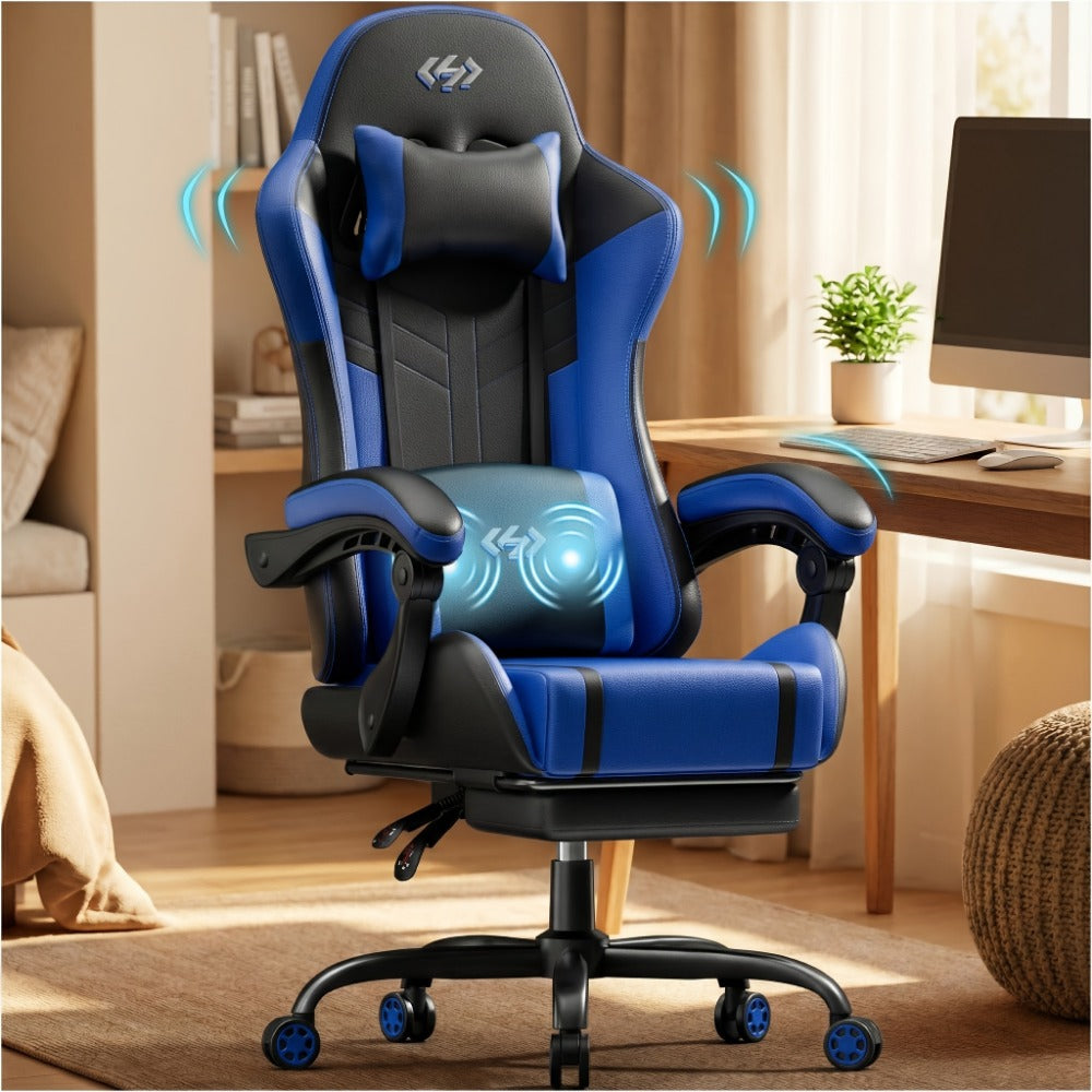 360° Rotating Faux Leather Gaming Chair with Footrest and Lumbar Support detail image - detail view 3