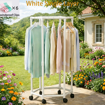 360° Rotating Freestanding Clothing Rack with Rolling Wheels and 360° Swivel for Bedroom detail image - detail view 7