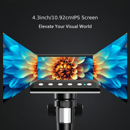 4.3-Inch IPS Digital Microscope with Eight LEDs, 32GB Card and Adjustable Stand for Coin and PCB Inspection