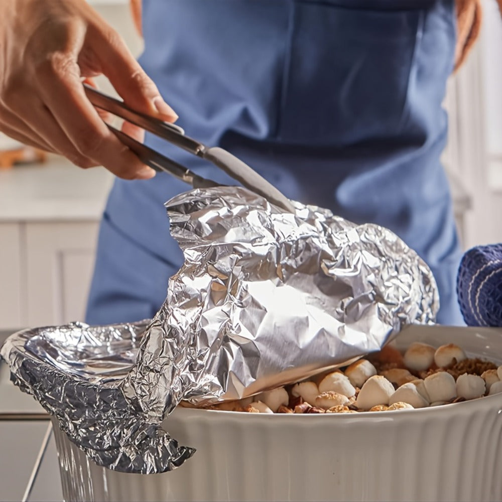 Aluminum Foil Roll 12 Inch Wide Restaurant Grade, Food Safe Disposable Wrapping for Burritos, Hot Dogs & Sandwiches