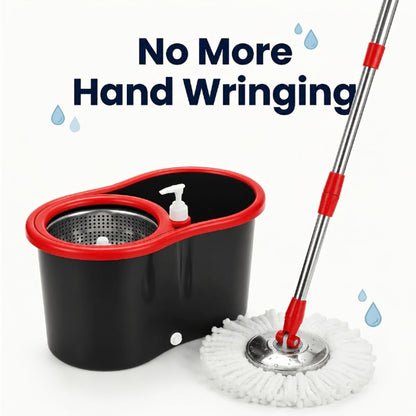 Spin Mop and Bucket Set 360° with 4 Microfiber Mop Heads – Wringer Bucket Floor Cleaning Kit for Hardwood Tile Laminate