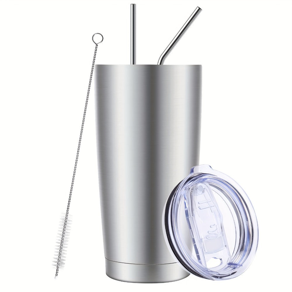 Stainless Steel Insulated Tumblers with Lid and Straw Bulk 20oz 304 Double Wall Vacuum Travel Mug for Hot Iced Coffee Drinks Water Cup Set