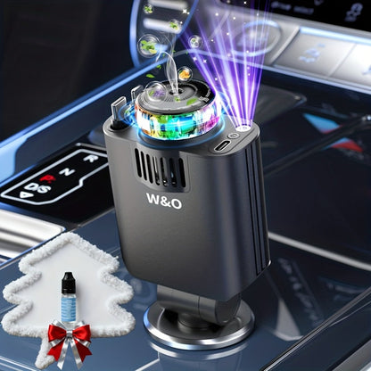 Car Charger with Perfume 3-in-1 Fast Charging AromaRelax Starlight Projector Retractable Cable USB-C & Lightning for iPhone 16 15 14 13 12