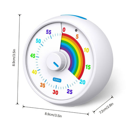 Visual Timer 60 Minute Countdown Silent Tomato Timer Rainbow Pattern for Classroom Office for Home Cooking, Dining and Outdoor Meals