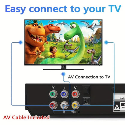 1080P Full Region DVD Player for Elderly, HD AV Output USB Direct Read Smart Error Correction, Easy Home DVD Player with Remote Control