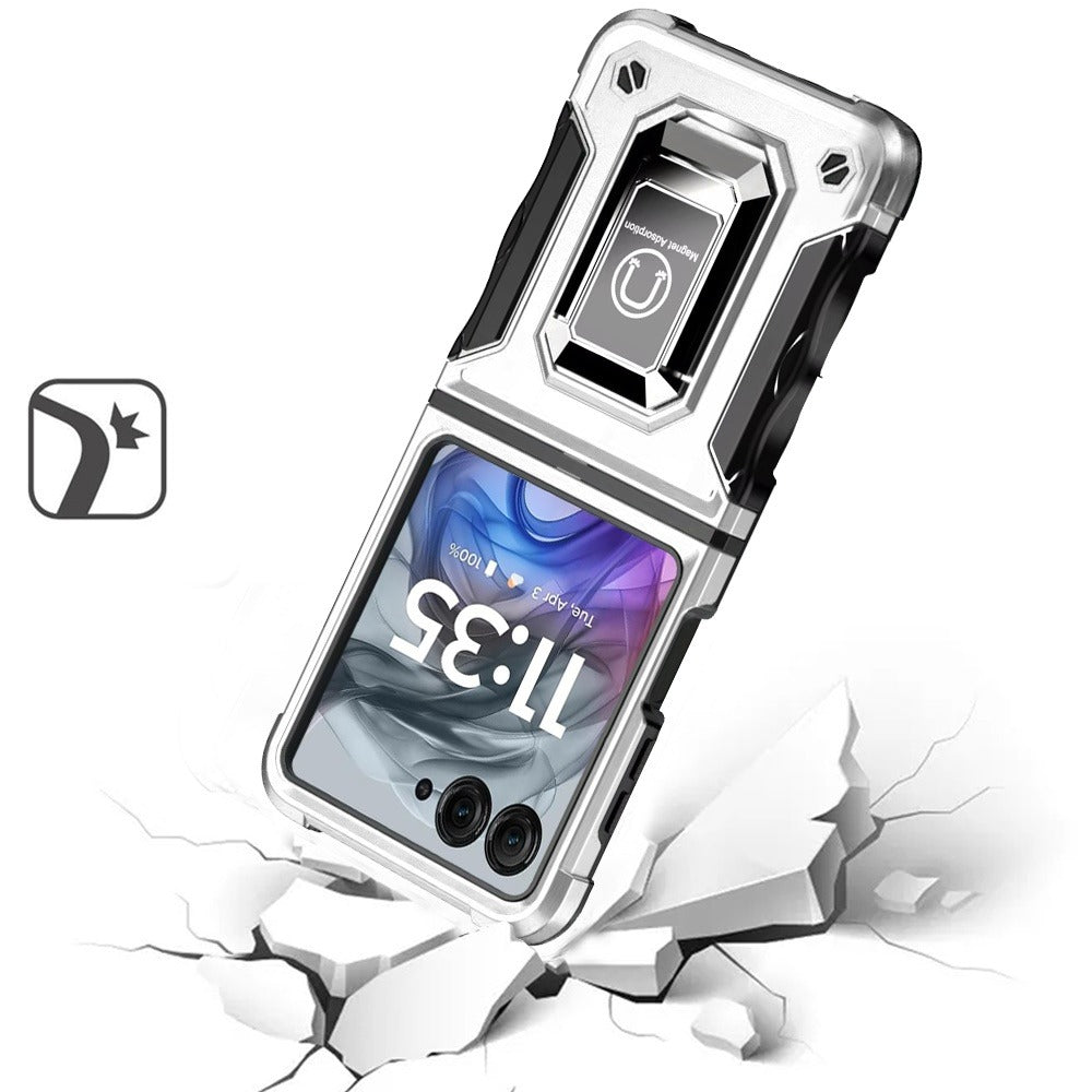 Phone Case Metal Ring Kickstand with TPU and PC Shell for Motorola Razr 2024 in Eight Colors