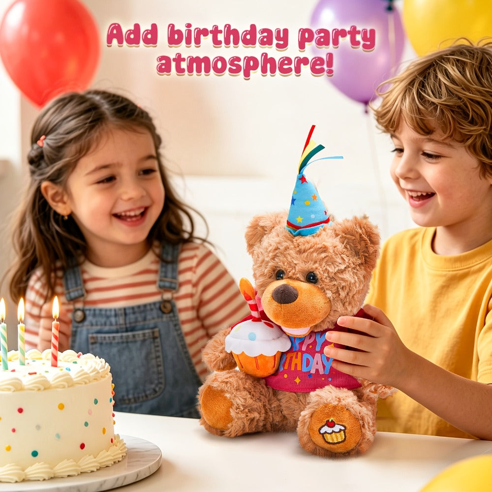 Singing Birthday Teddy Bear Plush Toy 13.5 Inch Interactive Stuffed Animal with the Listed Color, Size or Set Options for Everyday Use