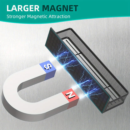 Kitchen Organizer Magnetic Refrigerator Shelf 4-Piece Set with Hooks for Metal Appliance Surfaces