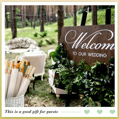Party Decorations 24-Pack White Paper Parasols with 33-Inch Canopies and Wood-Look Handles