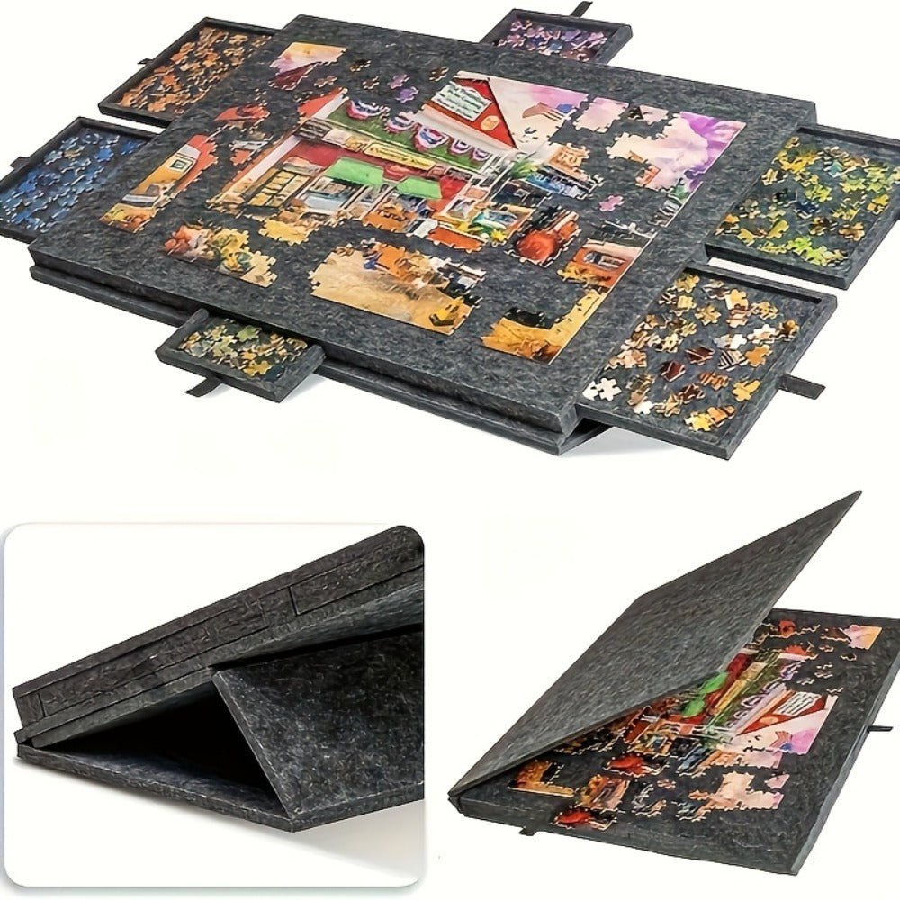 Large Puzzle Board for 1000 Piece Puzzles with 6-Drawer Sorting System, Foldable Jigsaw Table with Built-In Stand