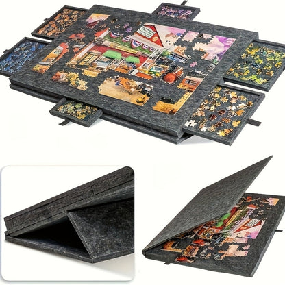Large Puzzle Board for 1000 Piece Puzzles with 6-Drawer Sorting System, Foldable Jigsaw Table with Built-In Stand