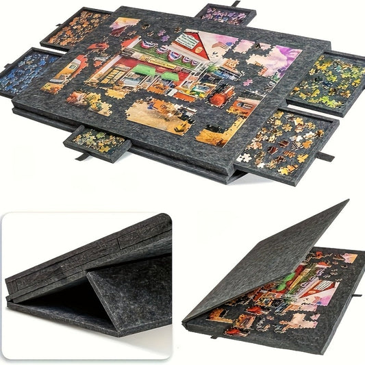 Large Puzzle Board for 1000 Piece Puzzles with 6-Drawer Sorting System, Foldable Jigsaw Table with Built-In Stand