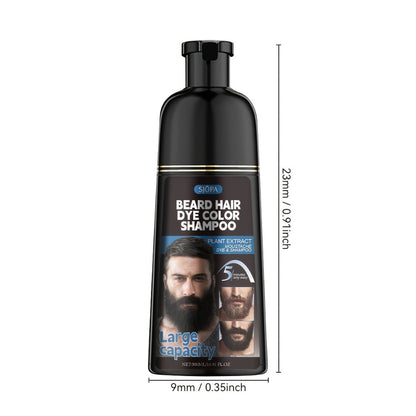 Men's Black Beard Dye 3-in-1 Hair & Beard Color Kit - Fast Blackening in 10-15 Minutes, Nourishing Skin-Safe Formula