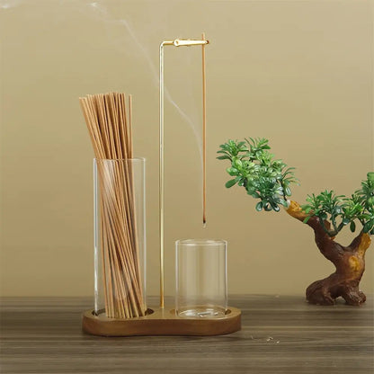 Glass Incense Burner 2-in-1 with Removable Ash Collector & Candle Holder, Incense Stick Holder for Meditation