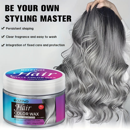 ROZINO Grey Hair Color Wax 3-in-1 Color Style & Fix – Vitamins & Protein Formula, Hides Grey Instantly, Natural Volume, Easy Wash
