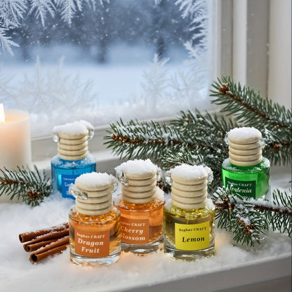 Car Air Freshener 18-Pack Hanging Diffuser Bottles with Six Random Scents and Adjustable Wooden Caps