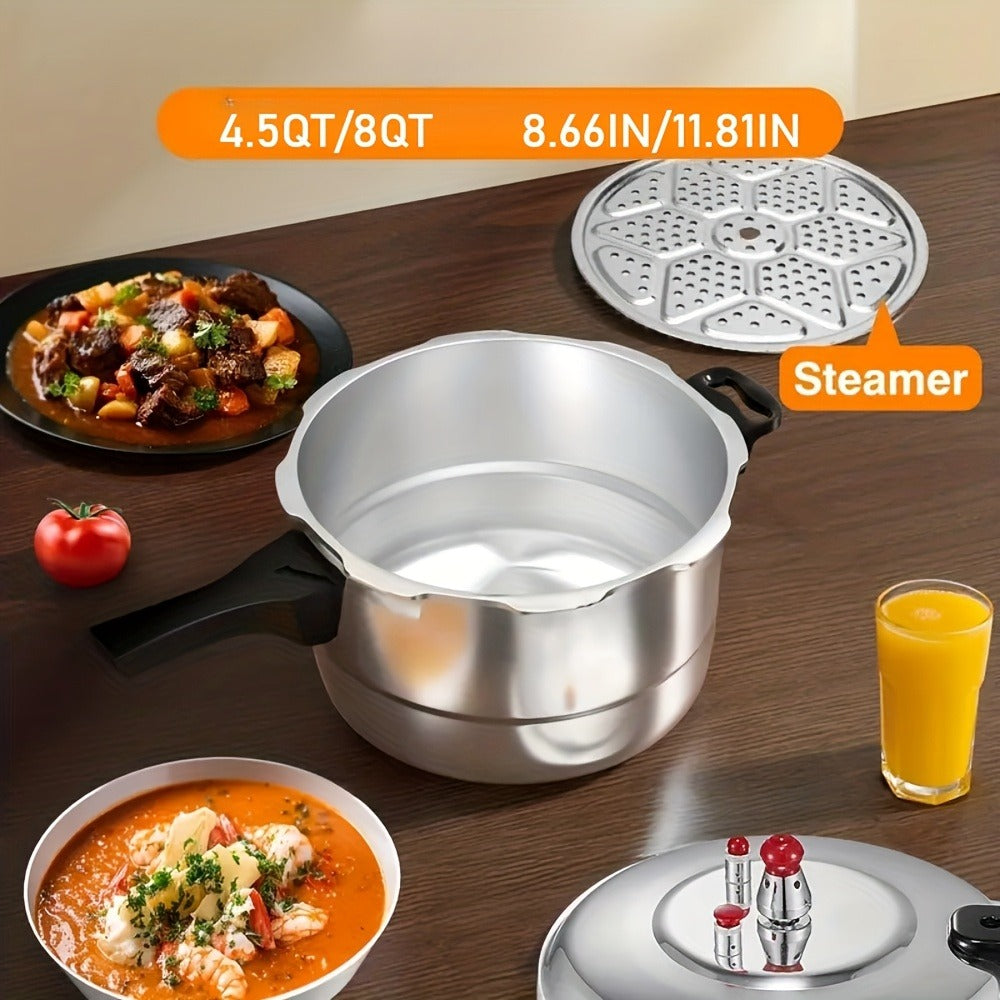 Aluminum Pressure Cooker Stovetop - 4.5Qt & 8Qt with Exhaust Valve & Multiple Safety Protections