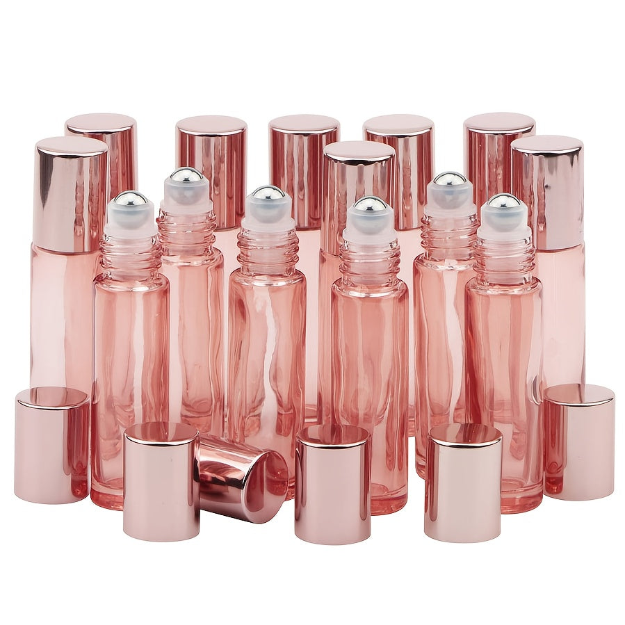 Essential Oil Roller Bottles 14 Pack 10ml – Refillable Glass Roll-On Perfume Containers with Stainless Steel Roller Balls, Opener & Funnel