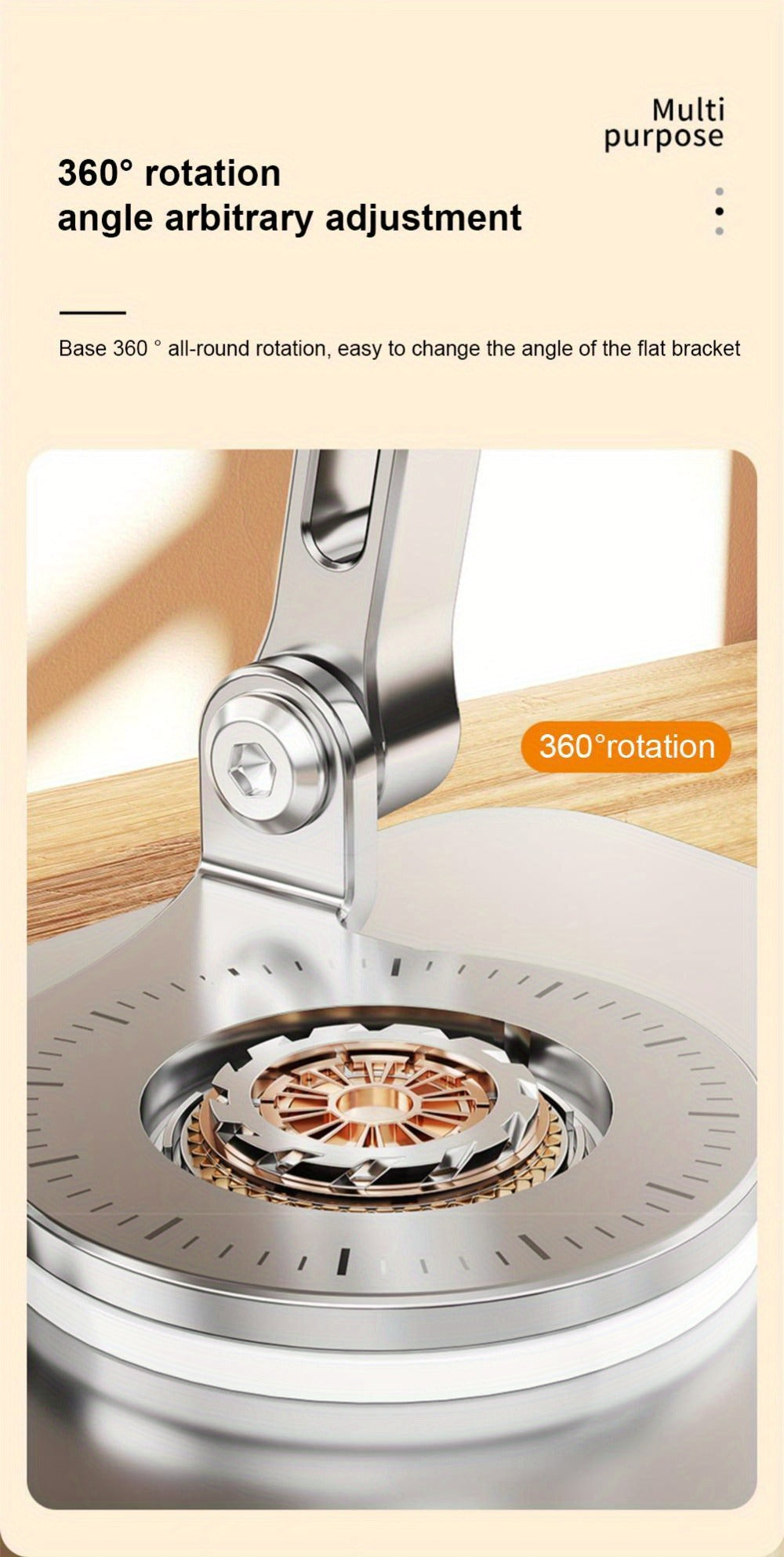 360 Degree Rotating Tablet Phone Stand Foldable, Portable Desktop Lazy Stand with Fast Heat Dissipation