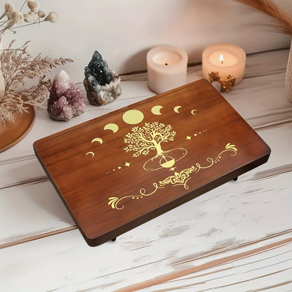 Crystal Display Stand Wooden Divining Table for Meditation Altar Witchcraft Decor - Bohemian Spiritual Tabletop Organizer for Crystals