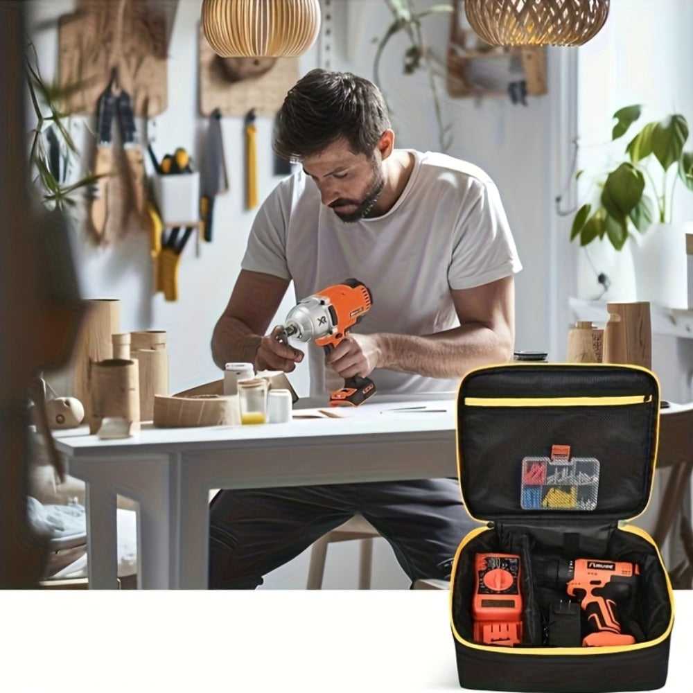 Tool Bag for Dewalt Cordless Router DCW600B XTR01Z – Heavy Duty Fabric Organizer with Mesh Pockets, Battery Holder, Charger Compartment