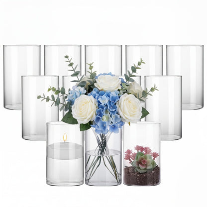 Glass Cylinder Vases for Centerpieces Bulk 12/24pcs, Clear Flower Vases for Wedding Decorations, Floral Arrangements