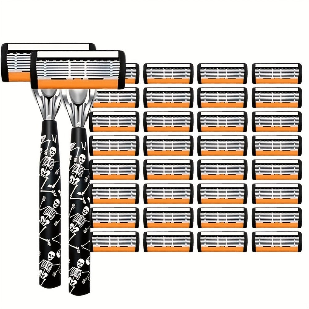 Safety Razor for Men 7-Layer Progressive Blades – Non-Slip Stainless Steel Handle Classic Double Edge Razor for Beard & Mustache Grooming