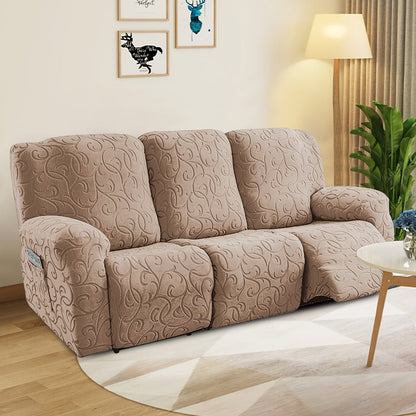 Recliner Slipcover, One-Piece Hooked Chenille Stretch Cover for Three-Seat Sofa in Three Colors