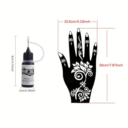 Fake Freckles Jagua Gel Kit Semi-Permanent Temporary Tattoo Ink, 3 Brown & Red Ink Bottles, 6 Stencils &