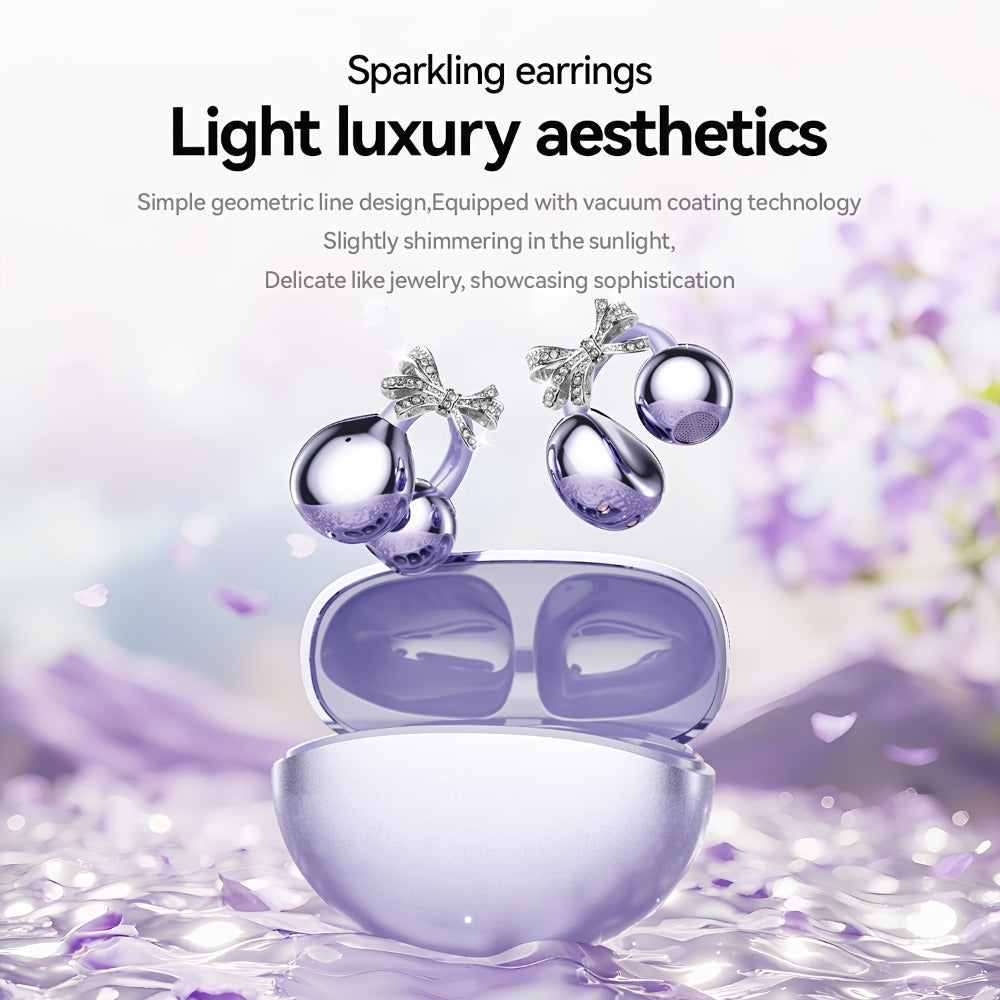 Butterfly Earring Wireless Earphones Open-Ear AI Translation HD Calls Touch Control for Bedside Audio, Alarms and Room Entertainment