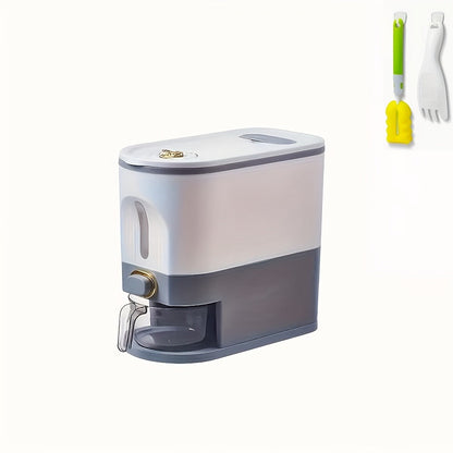 Rice Dispenser with Top-Fill Bin, Measuring Cup and 11 lb or 22.05 lb Gray and White Options