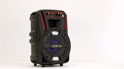 8-Inch Bluetooth Party Speaker with LED Lights & Wired Microphone, TWS Stereo Bass Boost, FM Radio