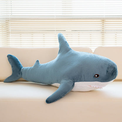 Plush Toy Jumbo Shark Pillow 24-Inch in Blue, Grey, Blue-Pink or Rainbow Colorways and Ocean Decor
