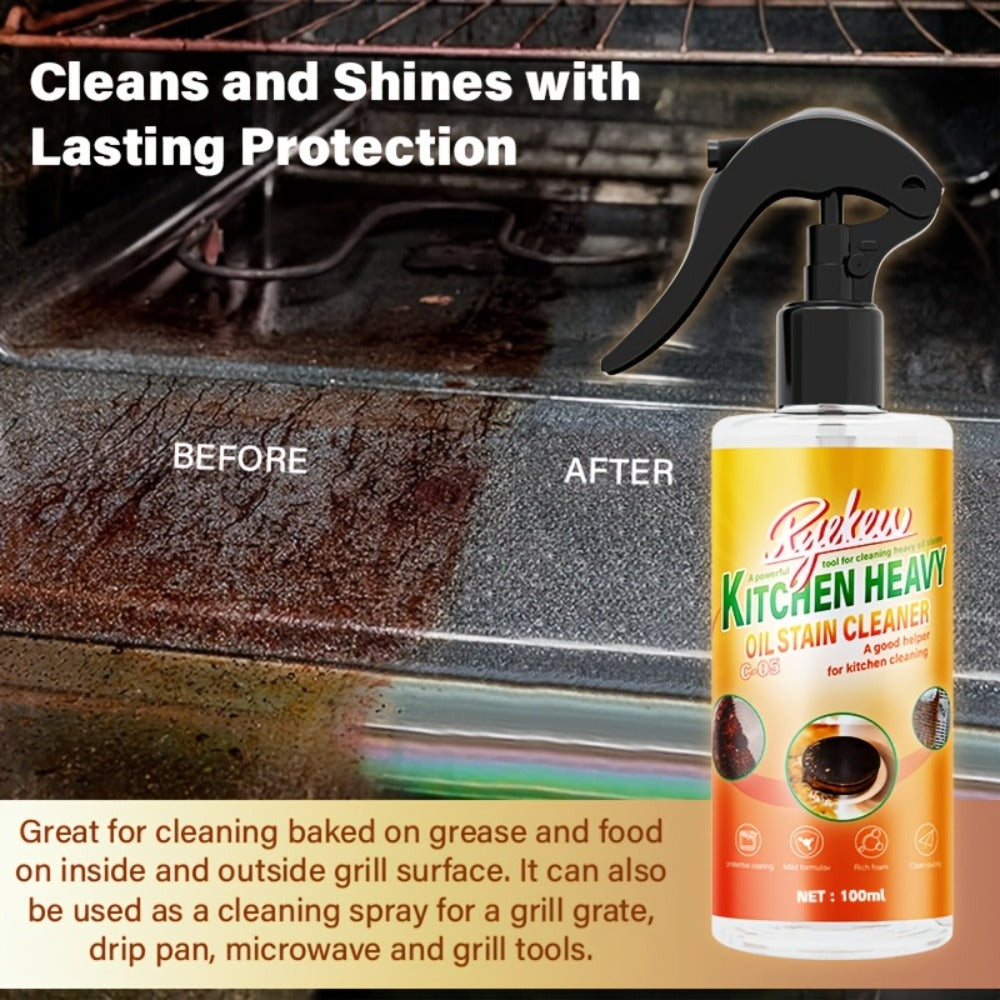 Kitchen Degreaser Spray 100ml (3.38oz), Oven Cleaner & Grease Remover, Fume-Free Formula for Stubborn Grease on Ovens