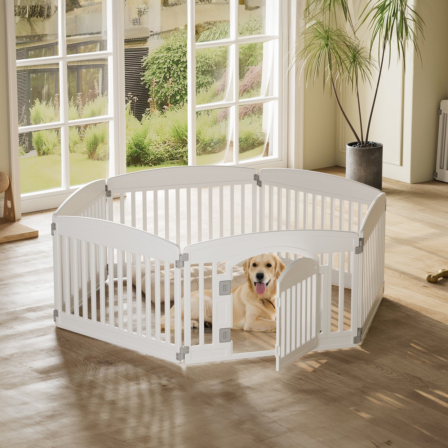 Foldable Dog Playpen & Indoor Outdoor Pet Fence – Portable, Easy to Clean, 4-Panel & 6-Panel, White & Black