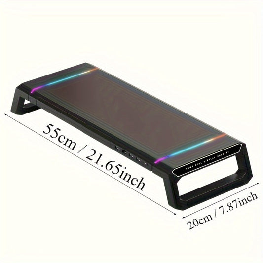 ICE COOREL Monitor Stand Foldable Height Adjustable with Storage Drawer, RGB Lighting & 4 USB Ports