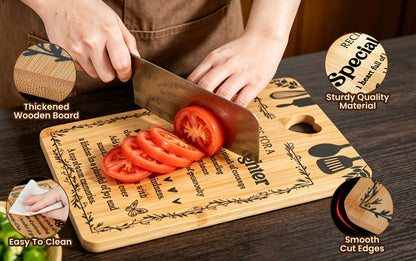 Engraved Bamboo Cutting Board Gift Set for Daughter, Recipe for a Special Daughter Kitchen Utensil Set