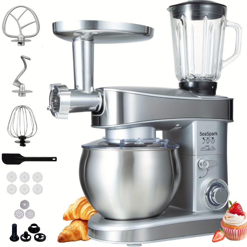 Stand Mixer 6-in-1 400W with 6.3QT Stainless Steel Bowl for Home Cooking, Dining and Outdoor Meals