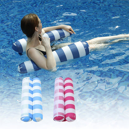Pool Float Striped Hammock Two-Pack with Mesh Center and Inflatable End Bolsters, 51.18 x 27.56 Inches