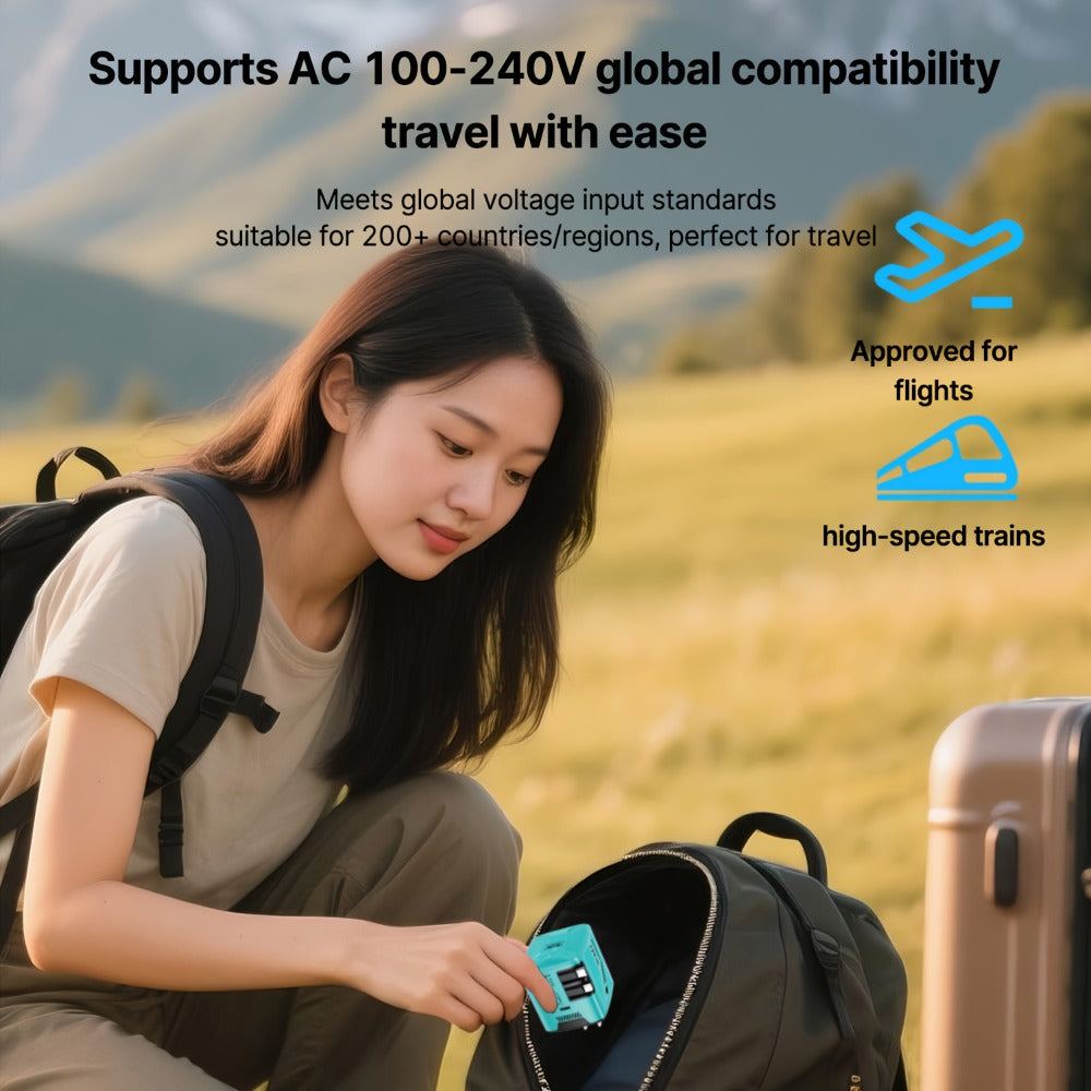 Dual Cable GaN Charger 120W with Built-In 47in Type-C & Lightning Retractable Cables, Foldable Plug – Tangle-Free Fast Charging USB-C Wall