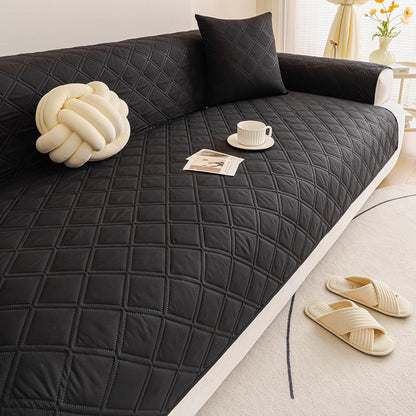 Sofa Cover Three-Piece Soundwave Embossed Set with Sofa Panel, Two Armrest Covers and Backing Mat