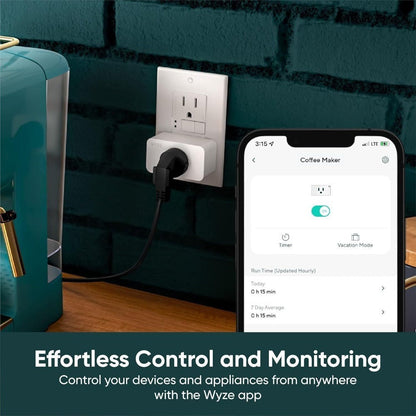 Wyze Smart Plug 2-Pack 2.4GHz WiFi, Works with Alexa, Google Assistant & IFTTT, No Hub Required, Remote Control via Wyze App