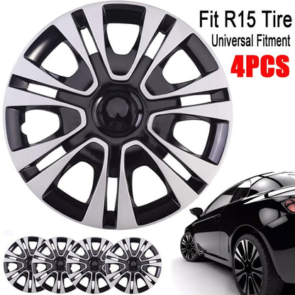 Hubcaps 4pcs Set – 15 Inch & 16 Inch Full Cover Wheel Hub Covers, Snap-On Easy Install, Universal Fit Steel Wheels for Sedan, SUV